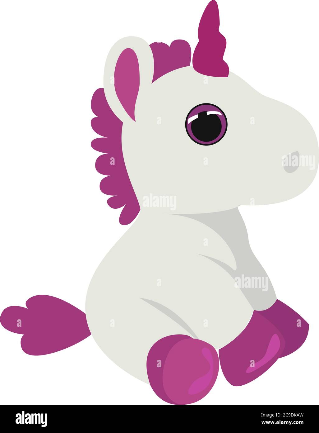 Einhorn sitzend, Illustration, Vektor auf weißem Hintergrund Stock Vektor