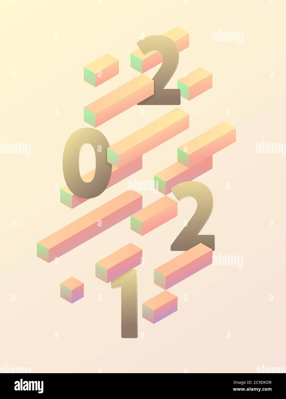 2021 Poster Neujahr. Farbenfrohe isometrische Hintergrund Design-Element. Stock Vektor