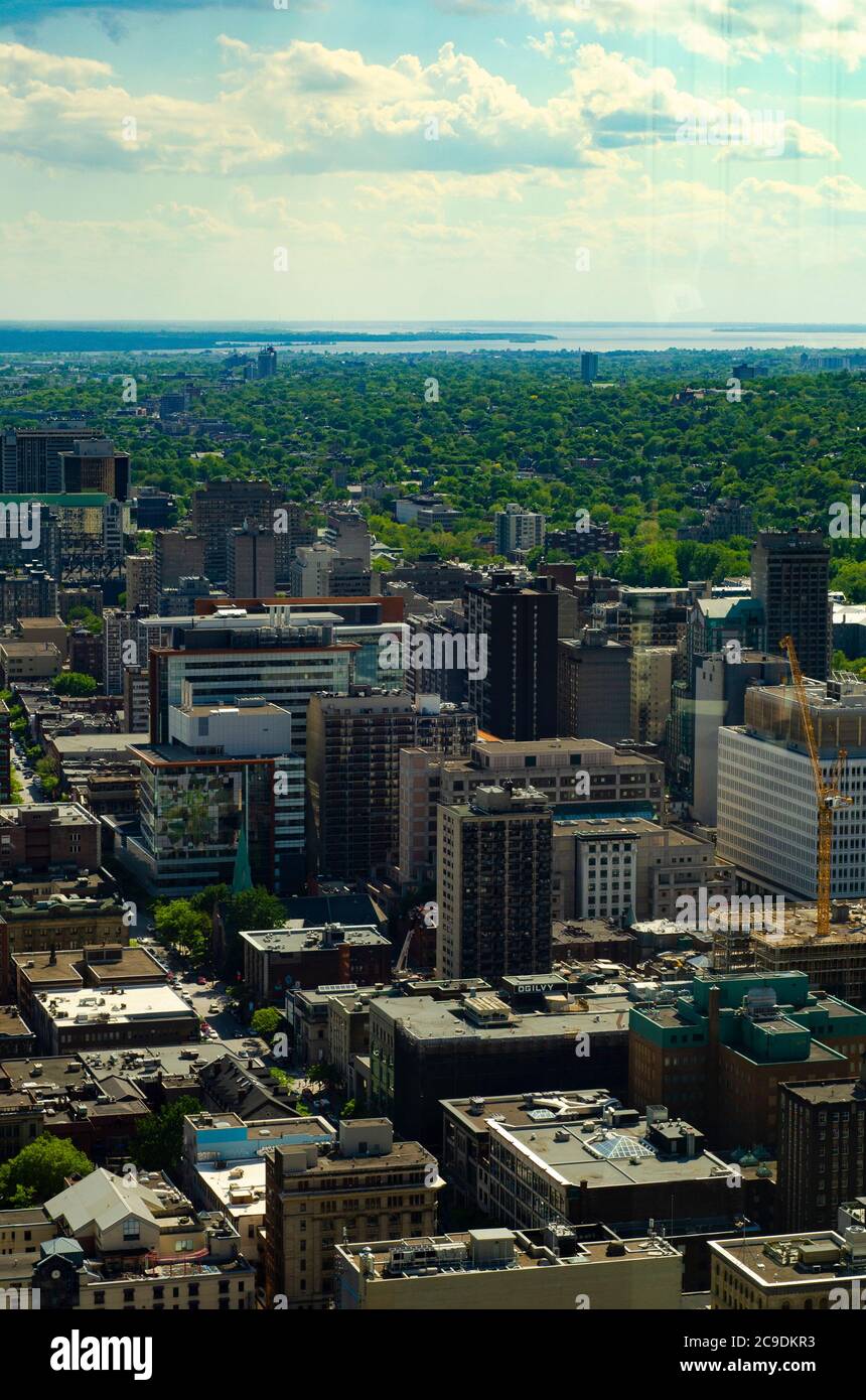 Eine Reihe bekannter und berühmter Gebäude aus der Skyline von Montreal, vom Place Ville Marie aus gesehen Stockfoto