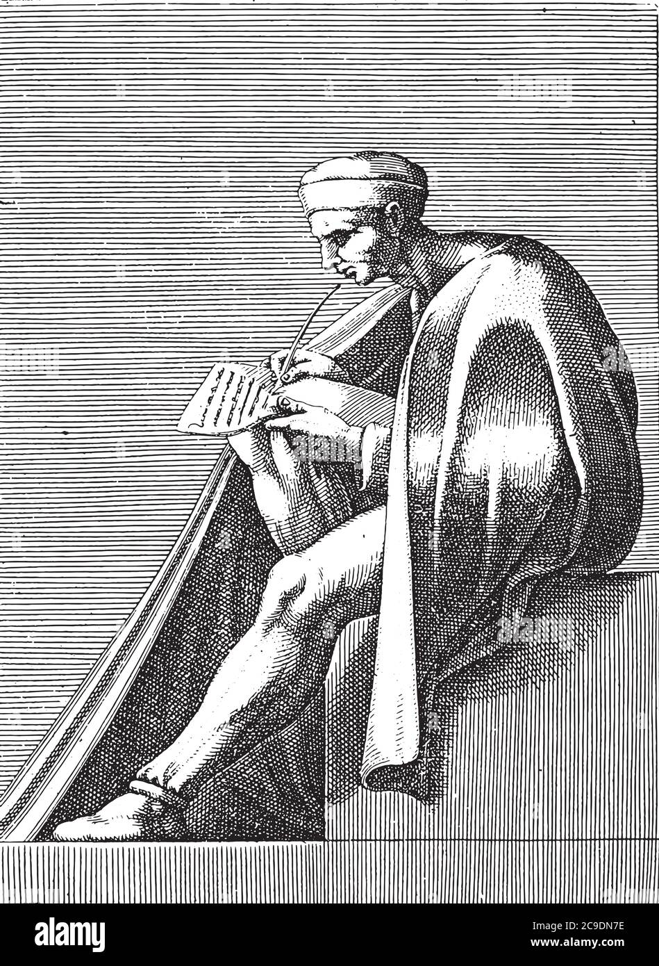 Schreibmann, Adamo Scultori, nach Michelangelo, 1585, Vintage-Gravur. Stock Vektor