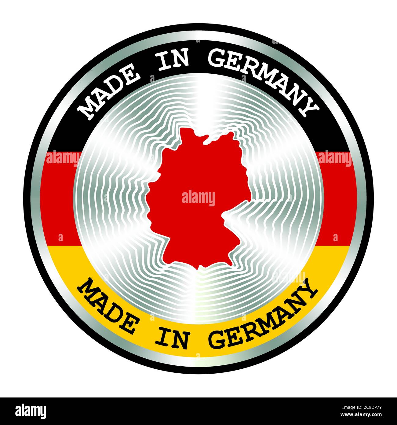 Made in Germany Siegel oder Stempel. Rundes Hologramm-Schild für Etikettendesign und bundesdeutsches Marketing. Symbol für lokale Produktion Stock Vektor