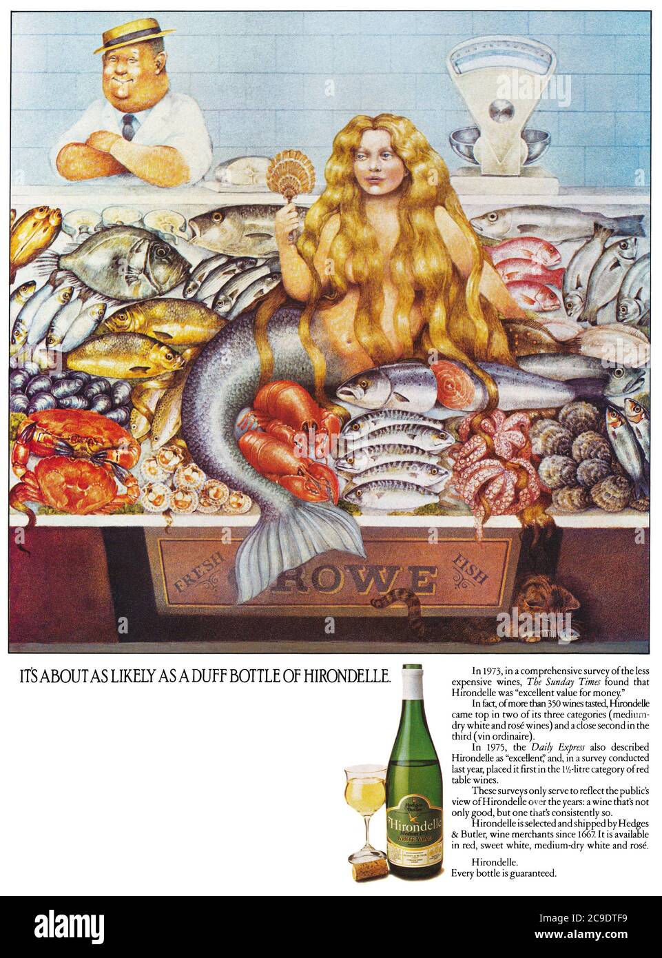1977 Britische Werbung für Hirondelle-Weine. Stockfoto