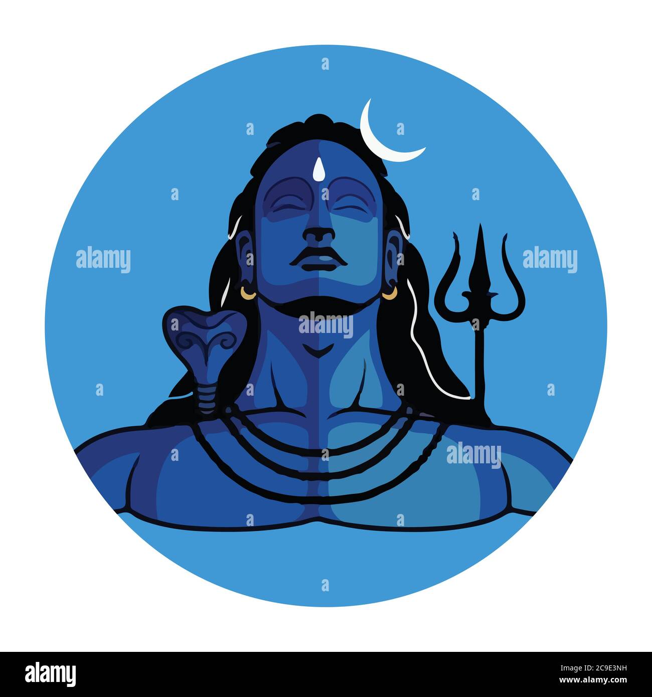 Vektor-Illustration Von Happy Maha Shivratri Grußkarte Design. Herr shiva in runder Form. Stock Vektor