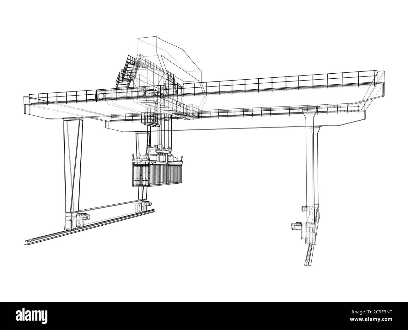 Umriss des Portalbehälters auf der Schiene Stock Vektor