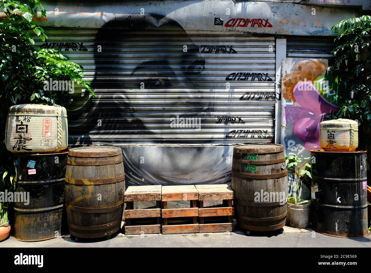 Taipei Taiwan - Wanhua Bezirk Kunming Straße Wandmalerei Stockfoto