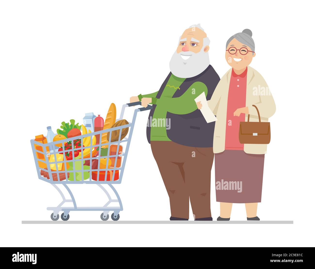 Ältere Männer und Frauen einkaufen - flache Design Stil Illustration Stock Vektor