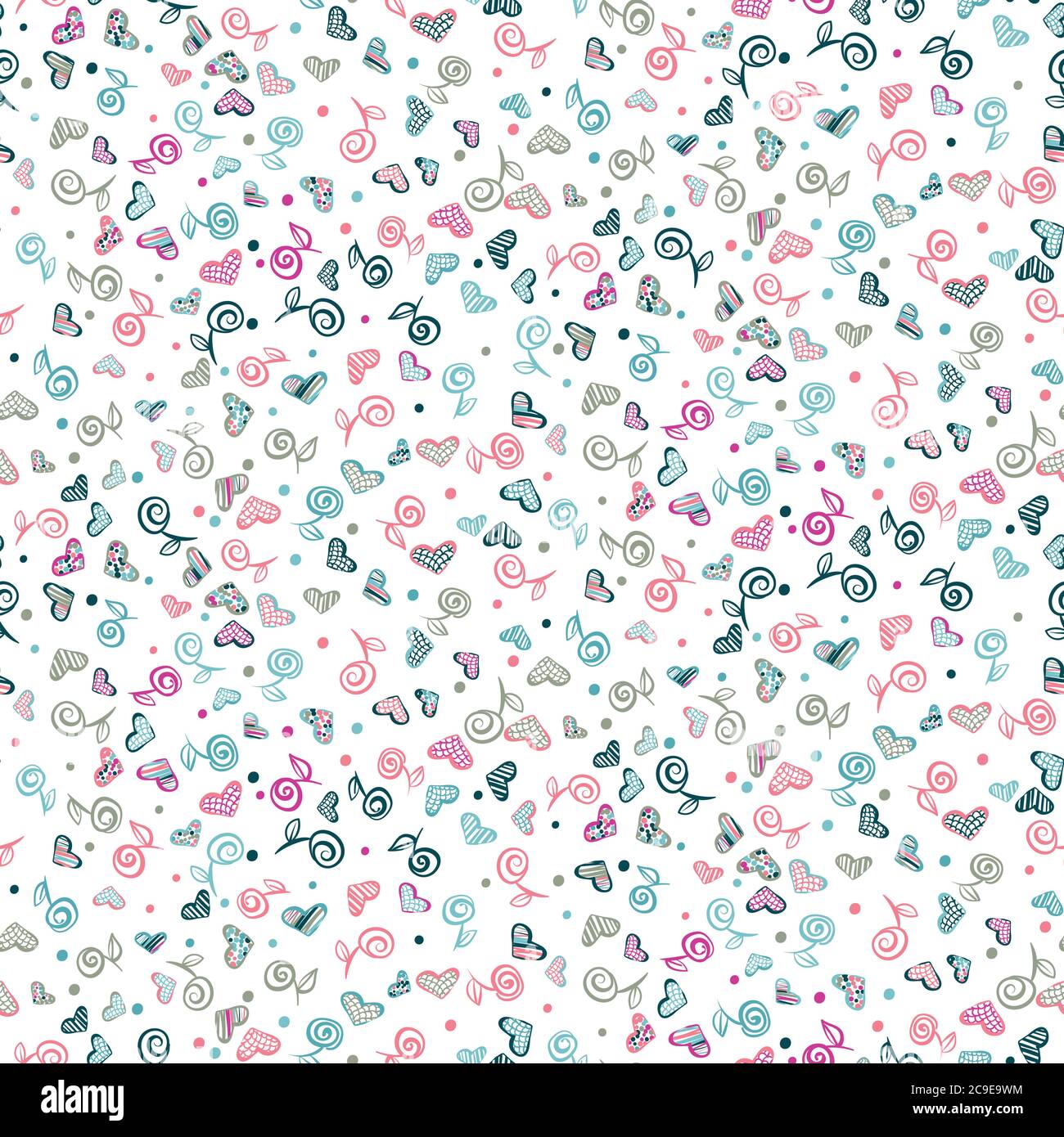 doodle Rosen und Herzen nahtlose Vektor-Muster Stock Vektor