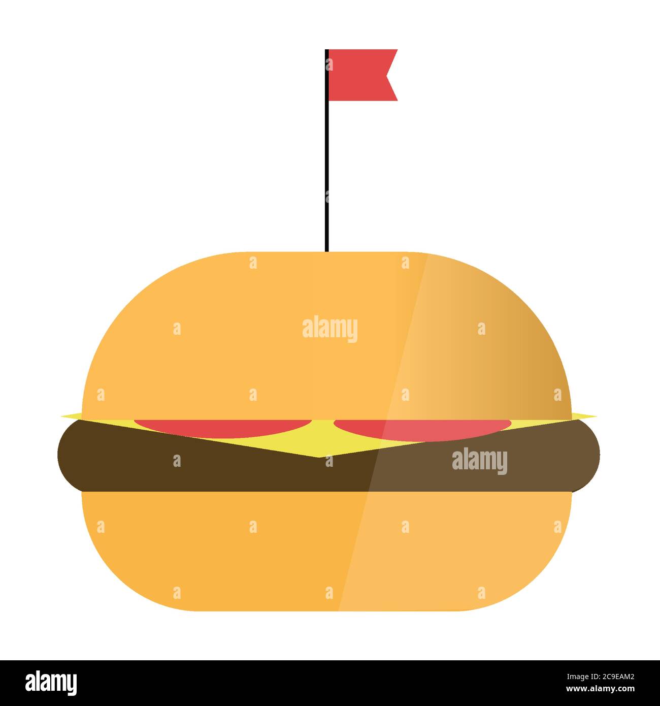 Hamburger mit Flagge im flachen Stil. Fastfood-Vektor isoliert Illustrationsset Stock Vektor