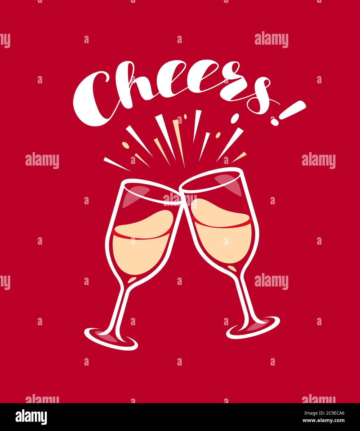 Klirrende Gläser mit Champagner. Festlichkeit, Festkonzept Stock Vektor