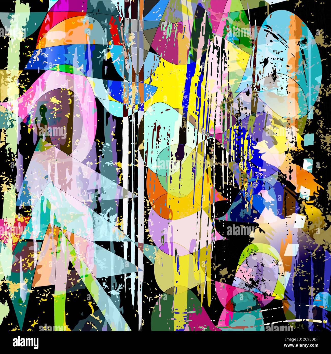 Abstrakte Hintergrundkomposition, mit Wellen, Malstrichen und Spritzern Stock Vektor