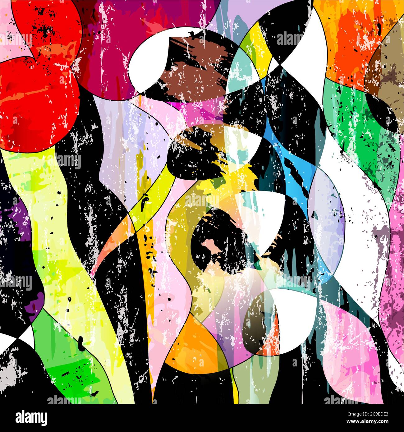 Abstrakte Hintergrundkomposition, mit Wellen, Malstrichen und Spritzern Stock Vektor