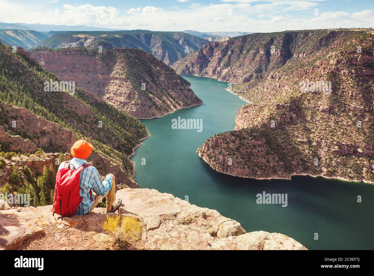 Wanderer in Flaming Gorge Recreation Area Stockfoto