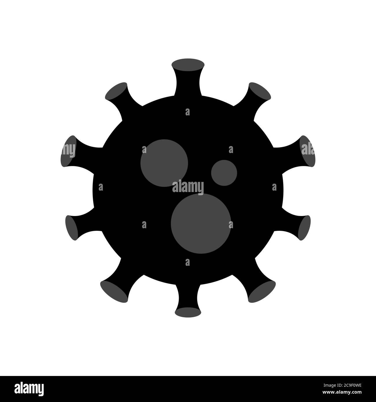 Neues Coronavirus. Konzept des chinesischen Coronavirus 2019-nCoV Black Vector Illustration. Covid 19. Coronavirus-Zelle (MERS-Cov) asiatische Fluin einer Welt. Stockfoto