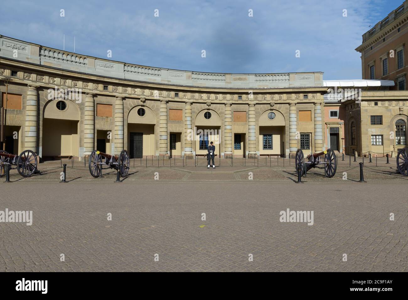 Wache vor dem Königspalast in Stockholm, Schweden Stockfoto