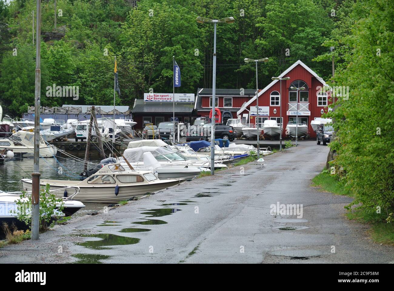 Kristiansand, Norwegen,26/05/2013 Speed Boote werden vor dem sportdienstleister sjo angedockt Stockfoto