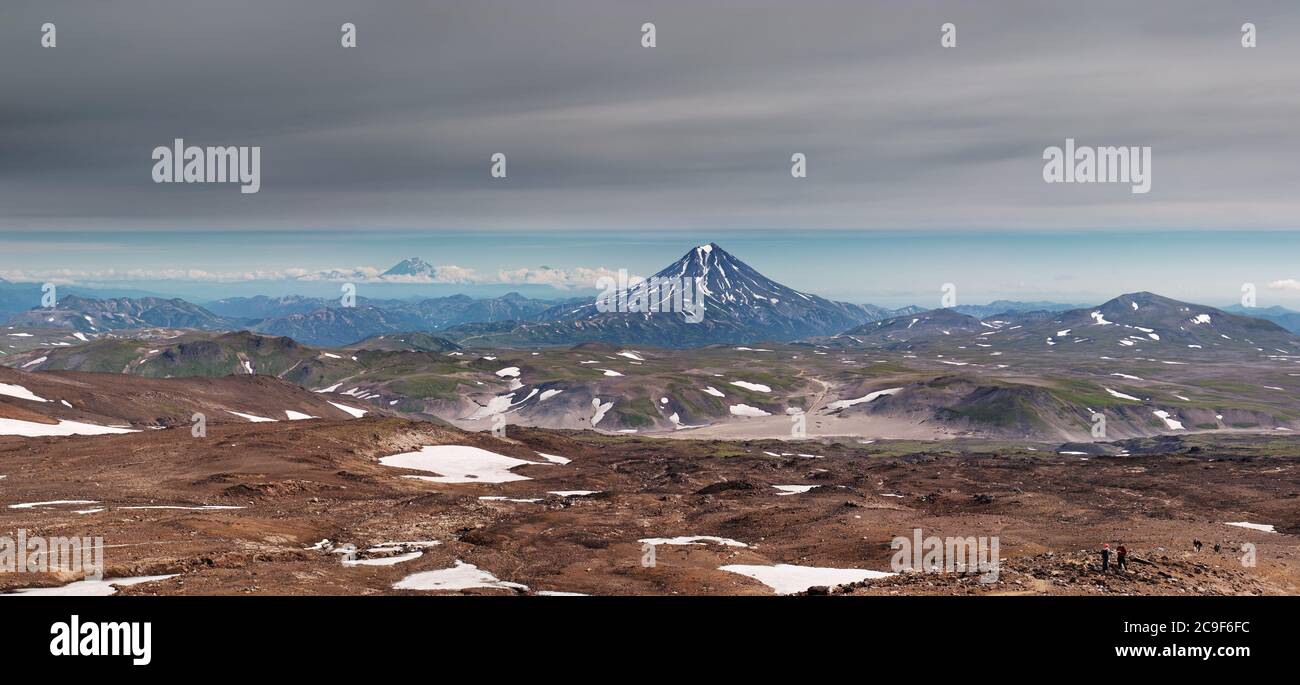 Kamtschatka das Land der Vulkane, Blick vom Vulkan Gorely Stockfoto