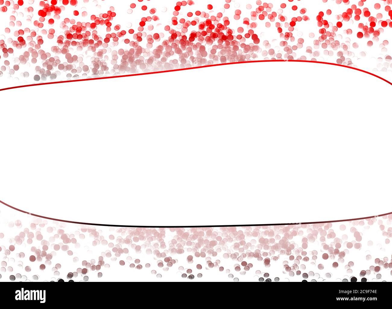 Leeres Weiß In Der Mitte Mit Kleinem Rot & Schwarz Bokeh Auf Der Oberen Und Unteren Seite Hintergrundvorlage-Für Banner, Poster, Karte & Social Media Stockfoto