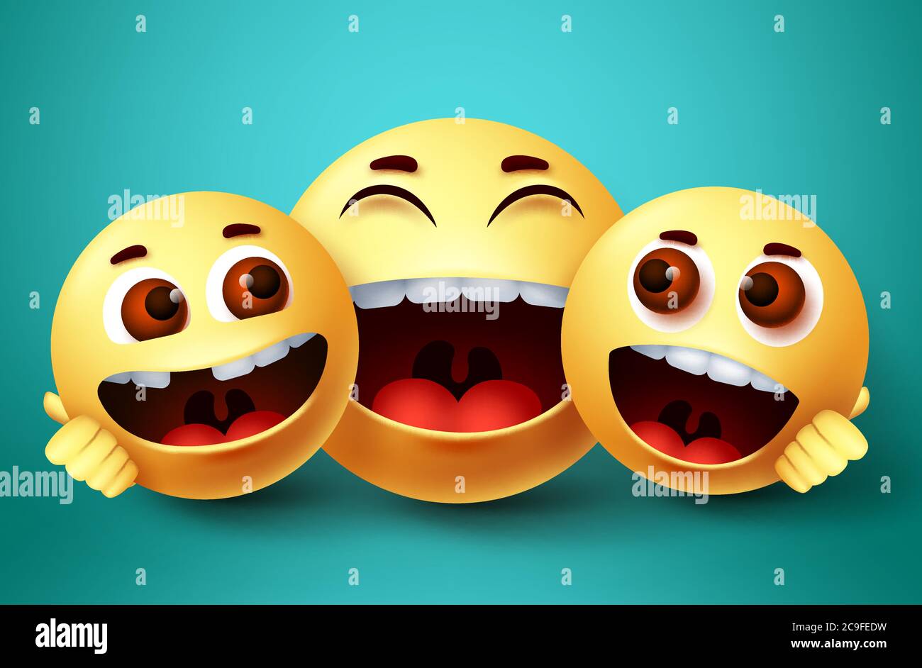 Smiley emoji glücklich Familie Zeichen Vektor-Design. Emoji Smiley von Eltern und Kindern glücklich Bindung mit Umarmungen und liebevolle Geste in grünem Hintergrund. Stock Vektor