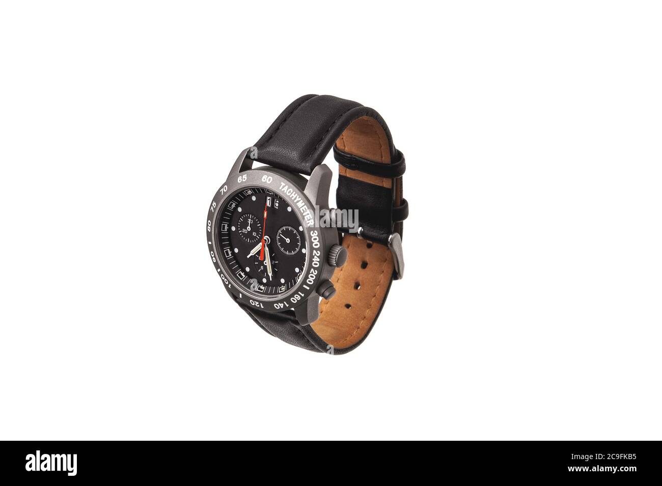Armbanduhr Isolate auf weißem Hintergrund.Sportuhr mit Lederarmband. Uhren für Taucher. Stockfoto Armbanduhr Isolate auf weißem Hintergrund.Sportuhr mit Lederarmband. Uhren für Taucher. Stockfoto