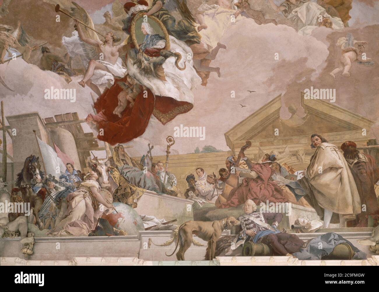 ALEGORIA DE EUROPA - FRESCO - 1753. AUTOR: GIOVANNI BATTISTA TIEPOLO. LAGE: RESIDENCIA DEL PRINCIPE OBISPO. WÜRZBURG. DEUTSCHLAND. Stockfoto