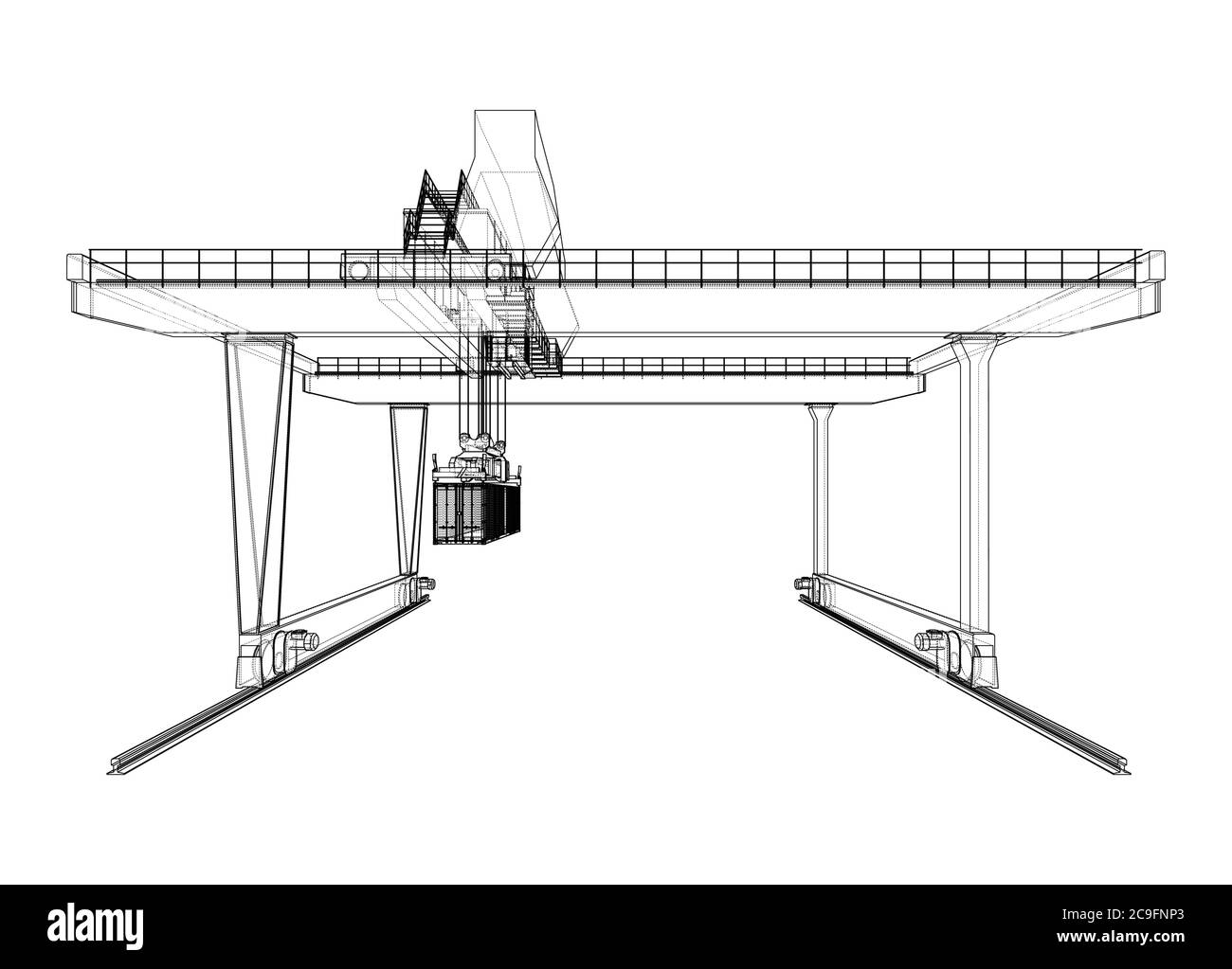 Umriss des Portalbehälters auf der Schiene Stock Vektor