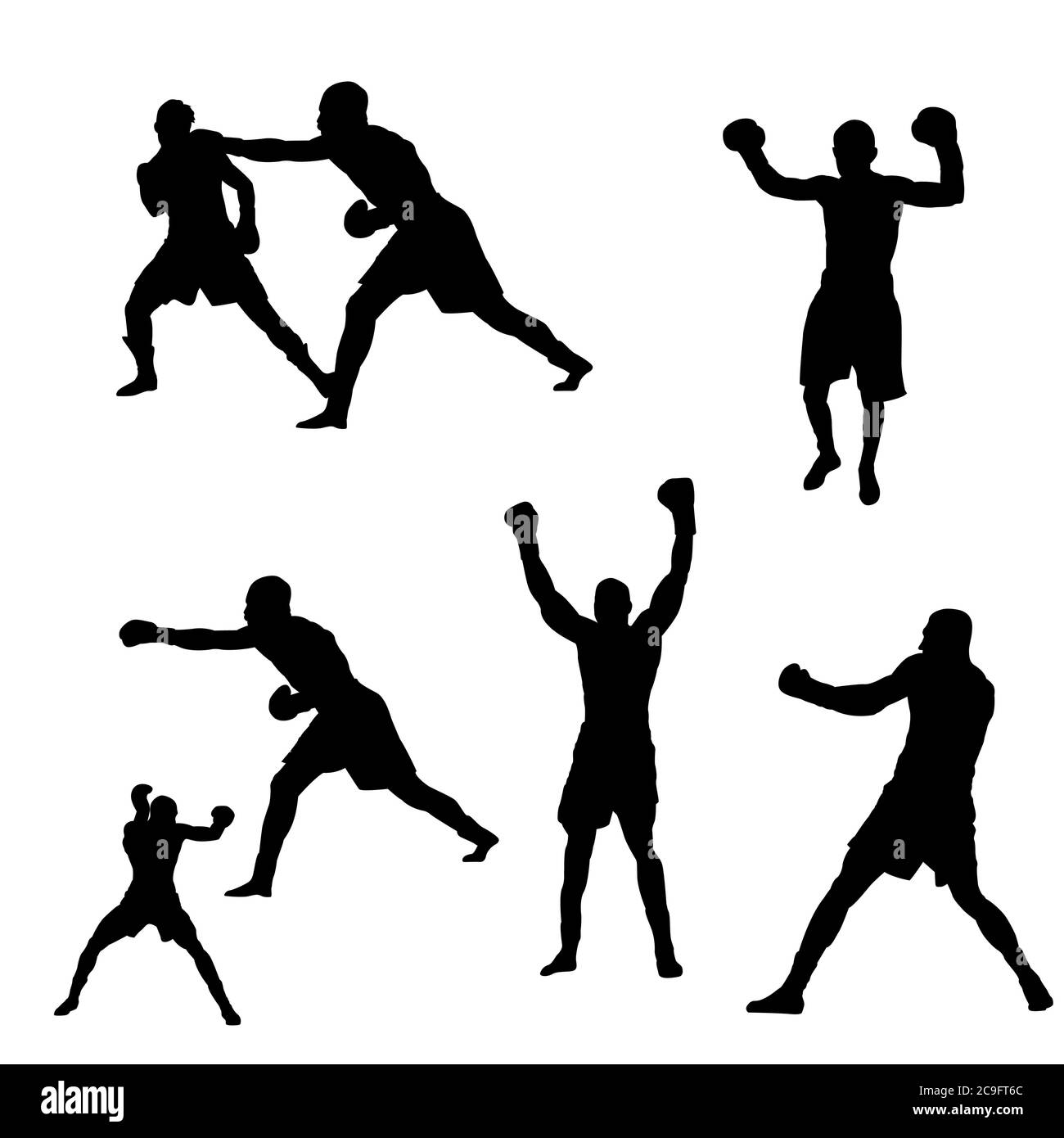 Silhouette von schwarzen Boxer auf weißem Hintergrund Stock Vektor