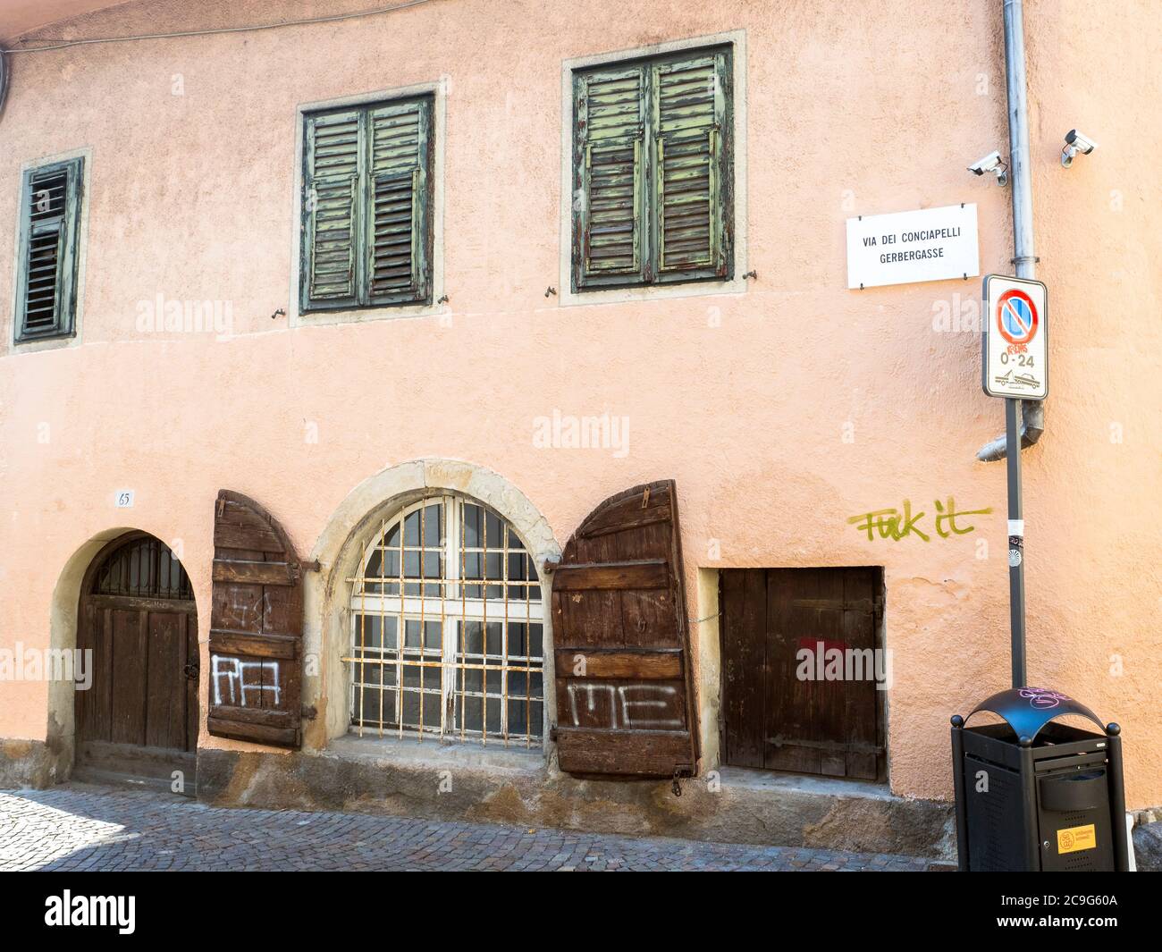 Hausfassade in der Altstadt von Bozen - Italien Stockfoto