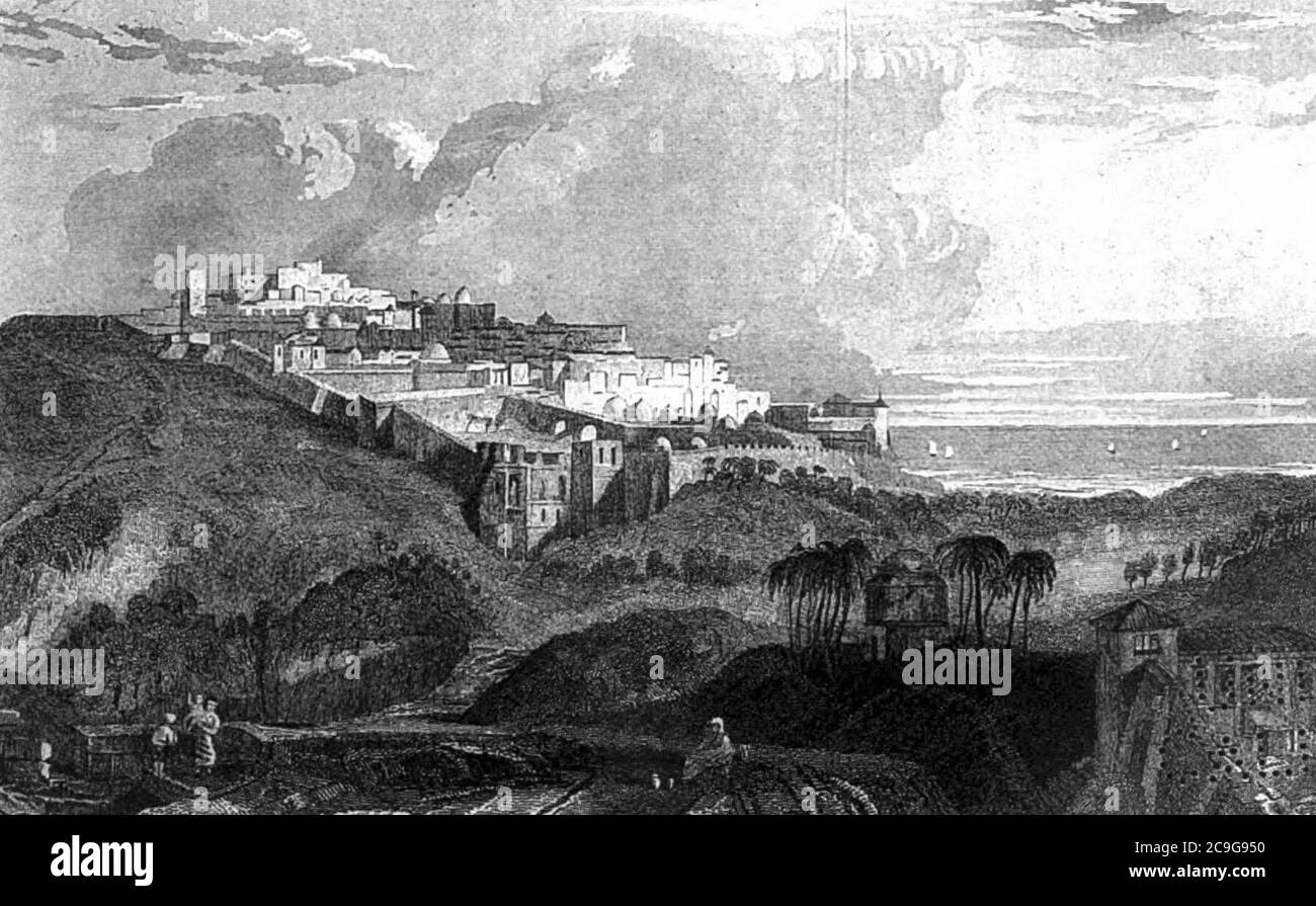 Jaffa, Illustration für La Terre-Sainte et les lieux illustraces par les apôtres, von Adrien Egron, 1837. Stockfoto