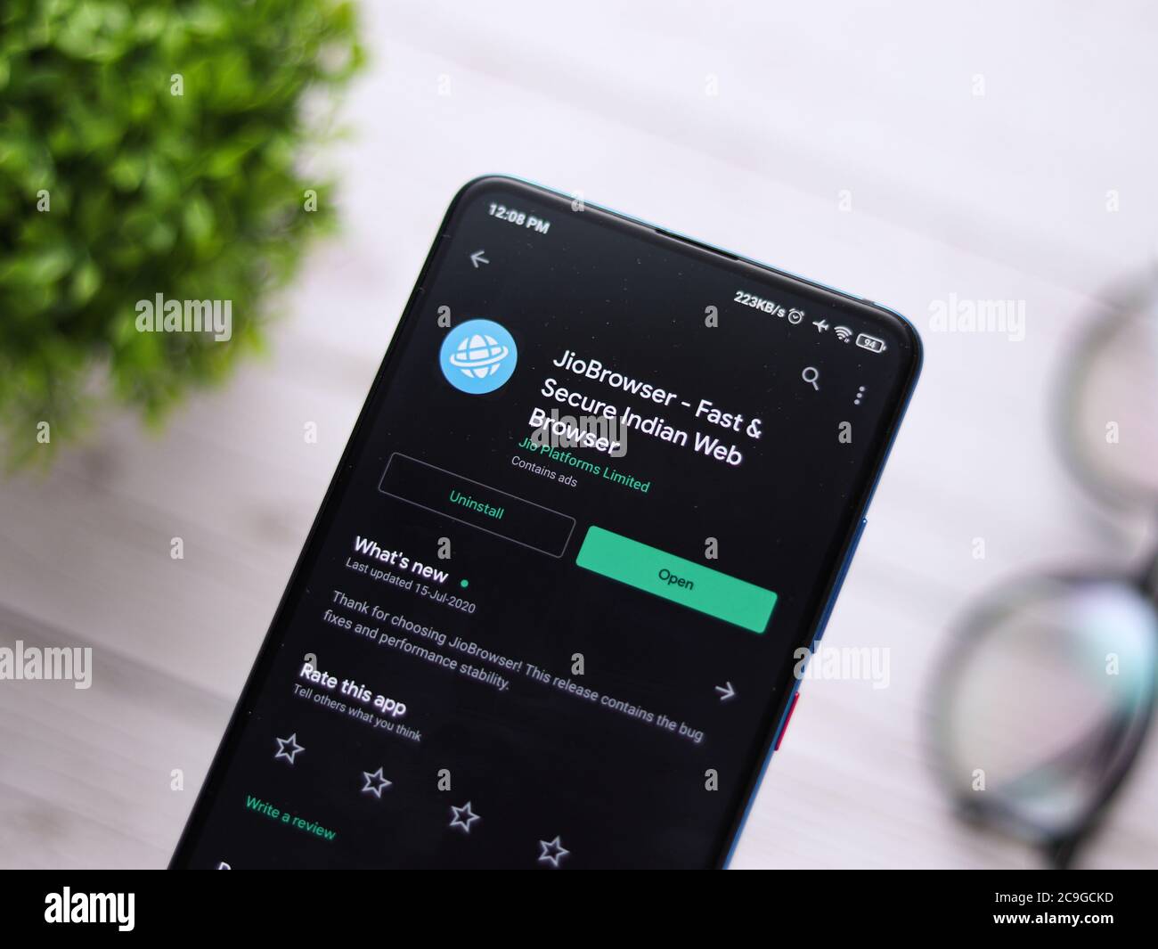 Assam, indien - 28. Juli 2020 : Jiobrowser ein schneller und sicherer indischer Webbrowser. Stockfoto
