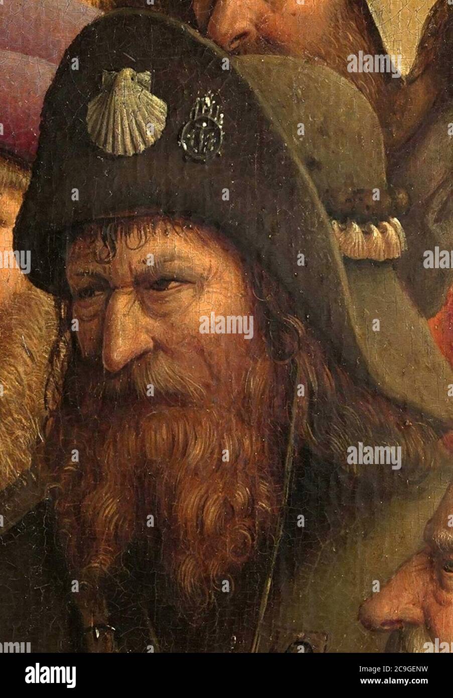 Jan van Eyck - das Genter Altarbild - die Heiligen Pilger beschnitten. Stockfoto