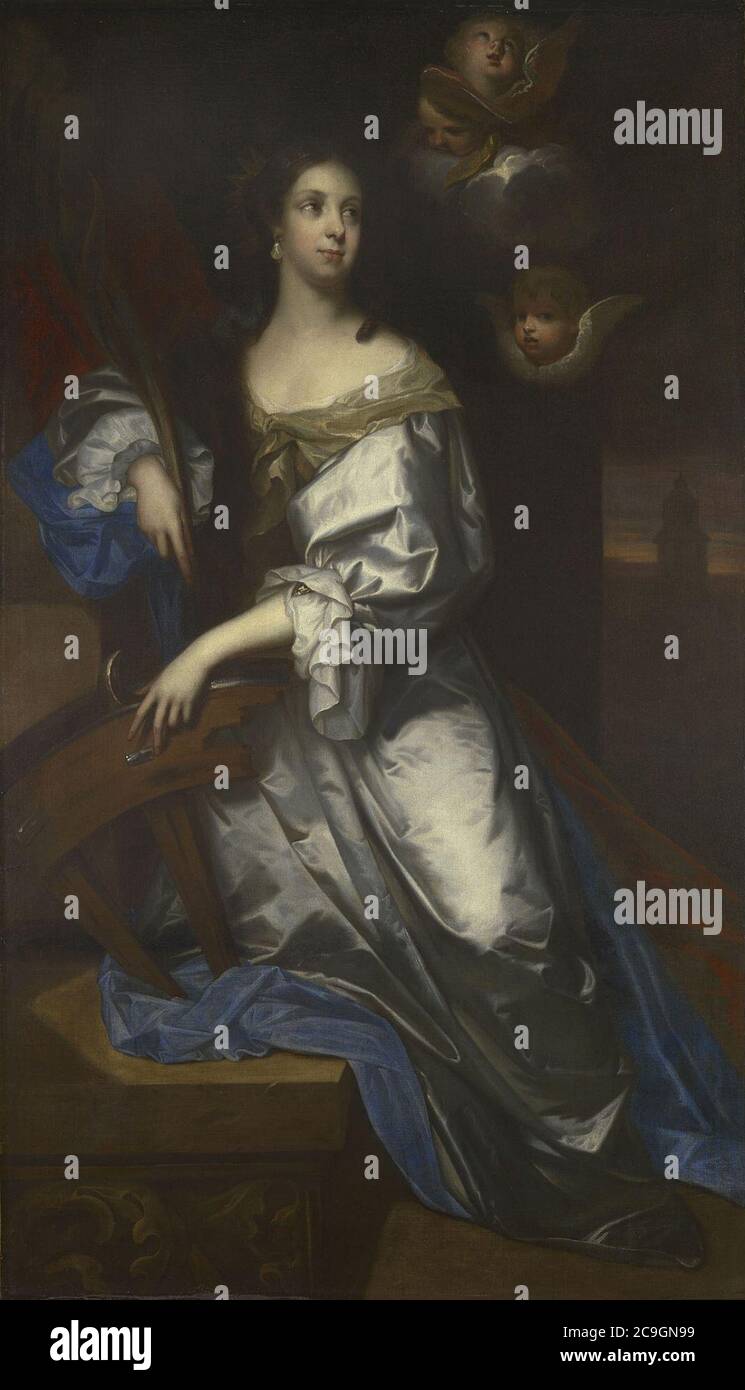 Jacob Huysmans - Königin Katharina von Braganza als Heilige Katharina von Alexandria. Stockfoto