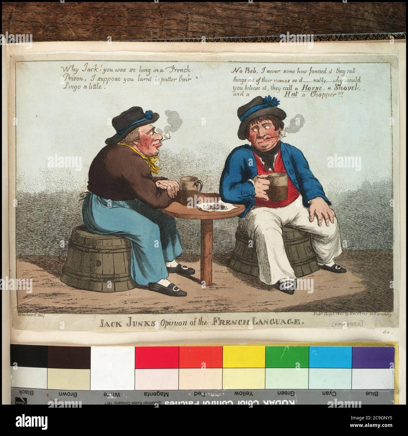 Jack Junks Meinung über die französische Sprache (Karikatur) RMG PX8552. Stockfoto