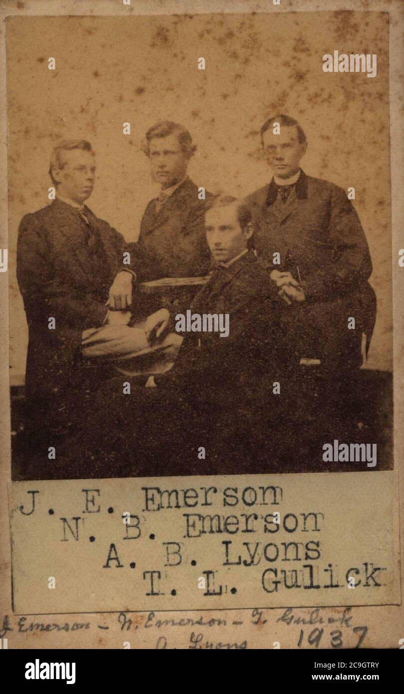 J. E. Emerson, N. B. Emerson, A. B. Lyons und T. L. Gulick, Stockfoto