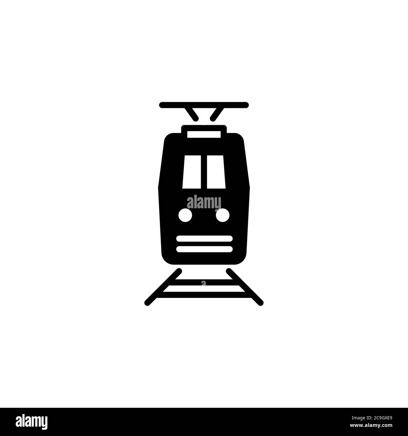 Zugsymbol Vorderansicht. Einfaches Schild, Logo. Stock Vektor