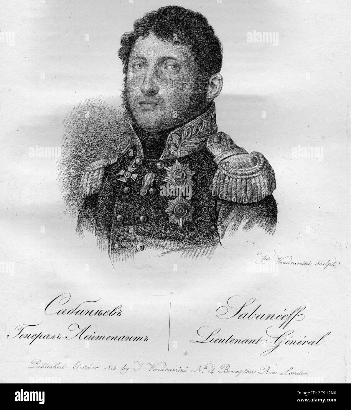 Ivan Vasiljevitch Sabaneev von Francesco Vendramini. Stockfoto