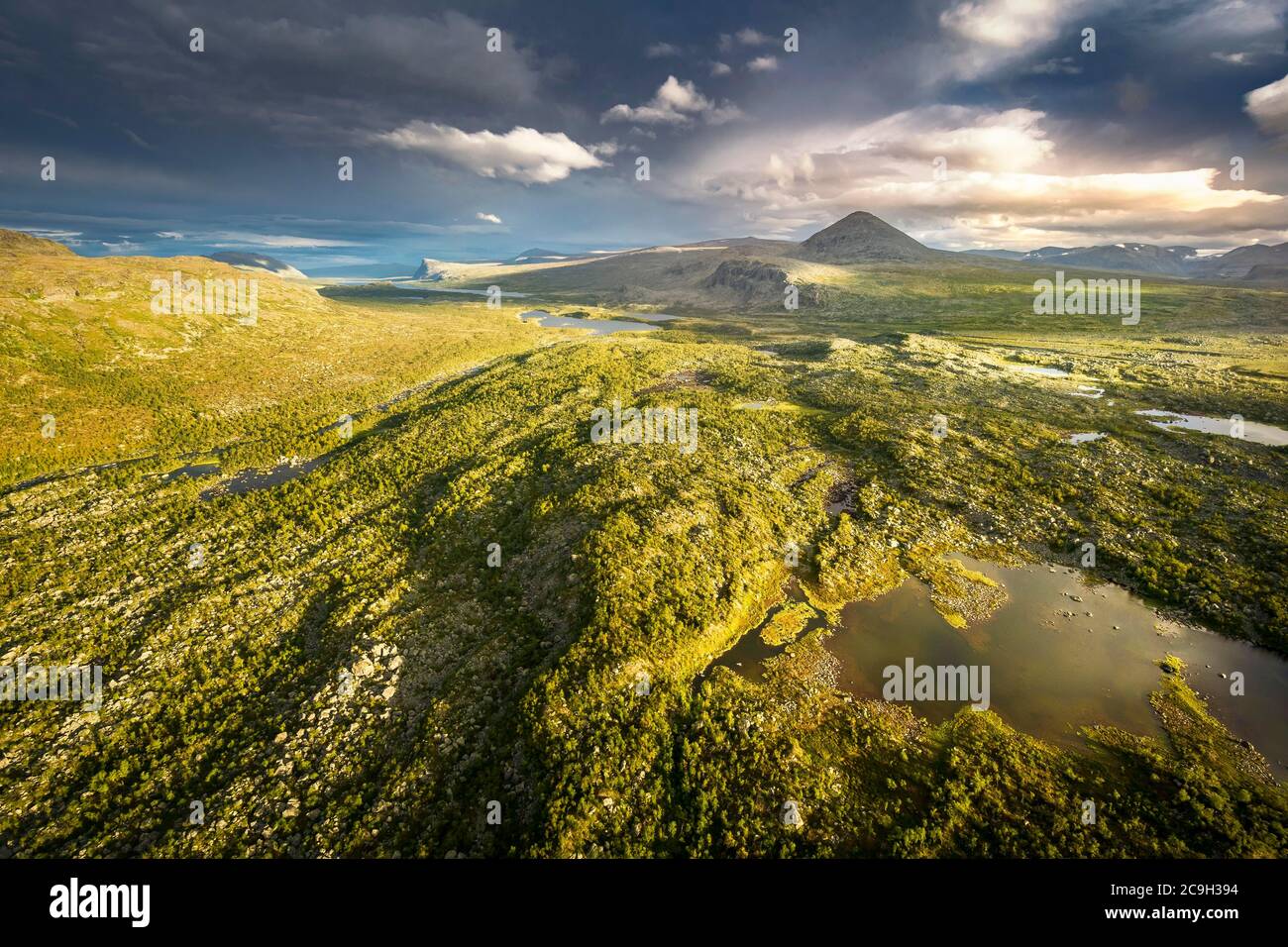 Luftaufnahme, Sarek Nationalpark, Laponia, UNESCO-geschütztes Gebiet, Gaellivare, Norrbottens laen, Schweden Stockfoto