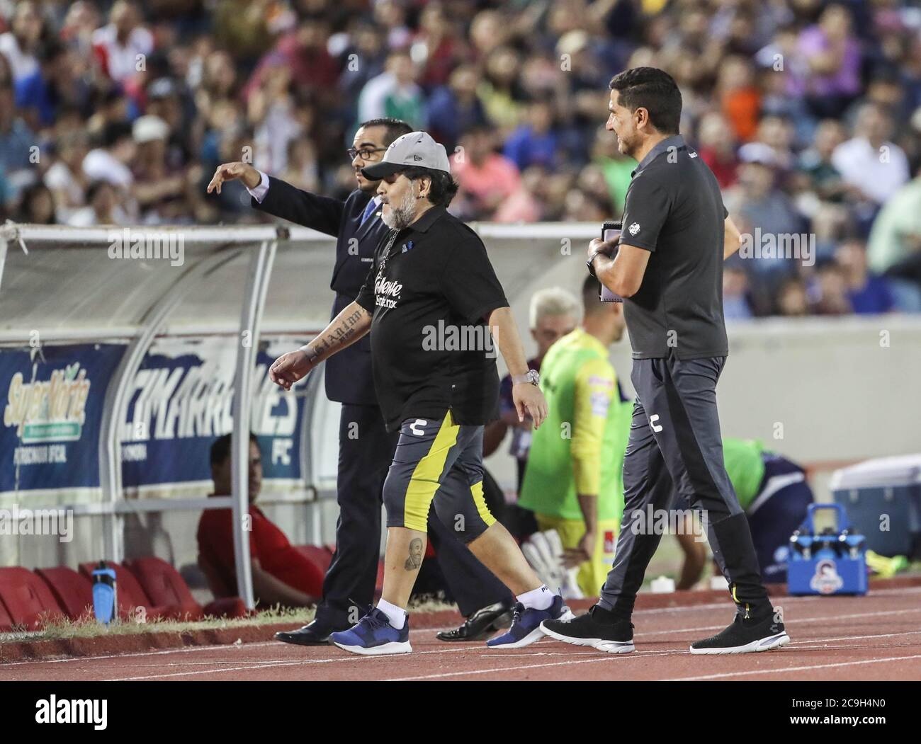 Diego Armando Maradona DT de los Dorados de Sinalia en en Hermosillo Sonora contra los Cimarrones FC. Argentino Argentinien Stockfoto