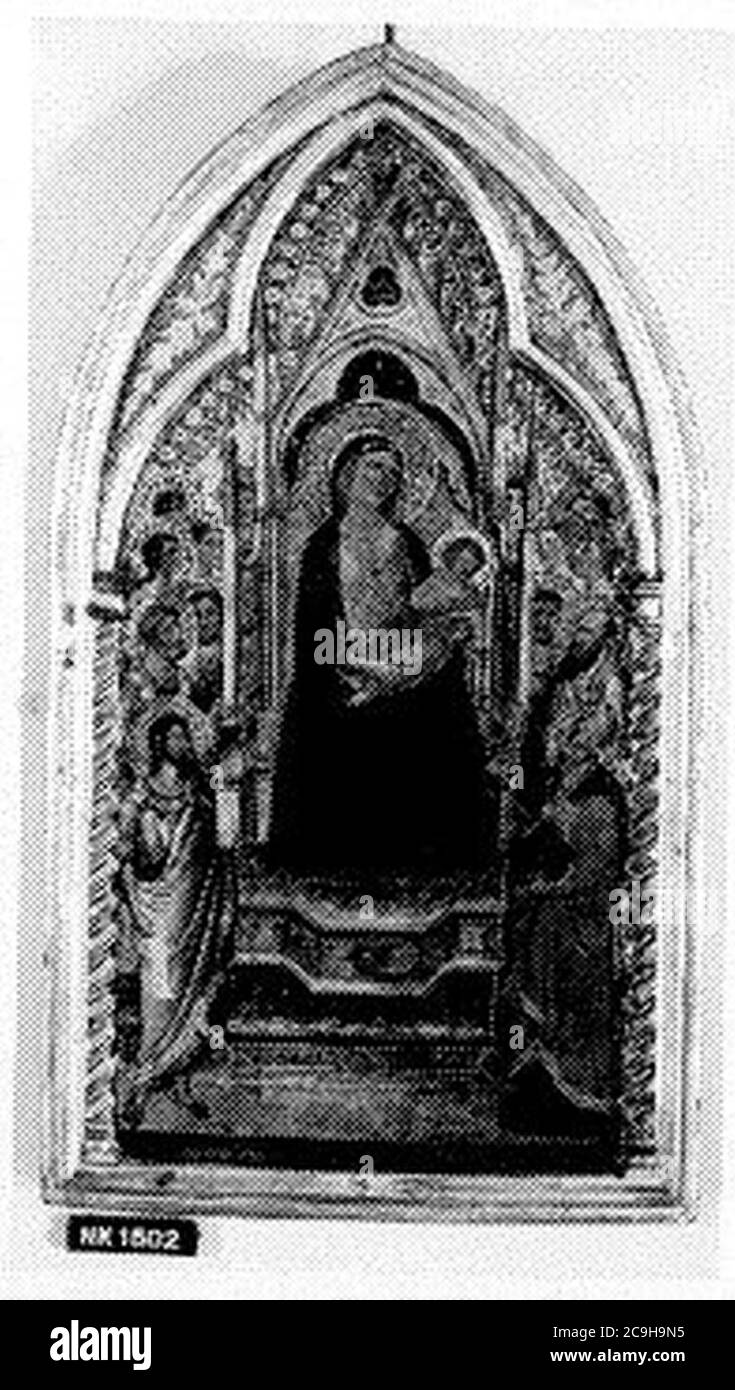 J. del Casentino - Madonna op troon met engelen en de Heilige Petrus Paulus J Stockfoto