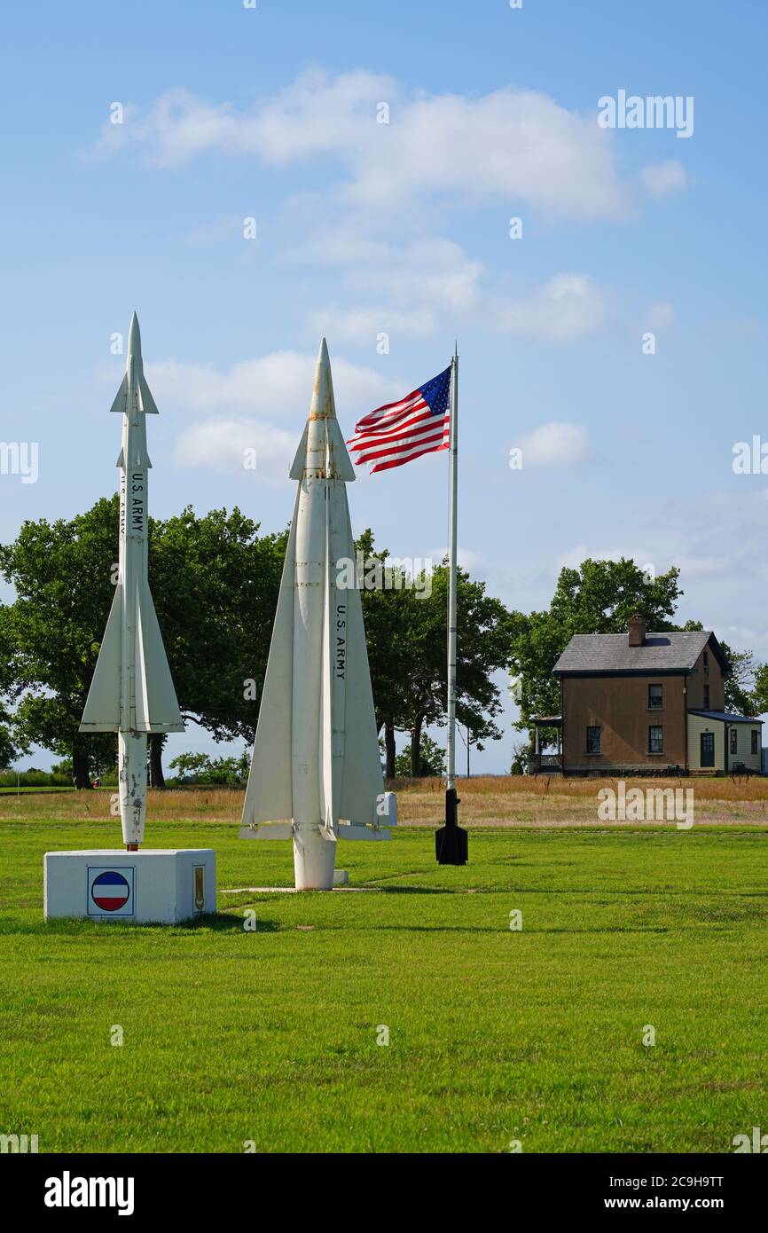 SANDY HOOK, NK –16 JUL 2020- Blick auf Nike Raketen auf dem Gelände von Fort Hancock, Gateway National Recreation Area in New Jersey, United Stat Stockfoto