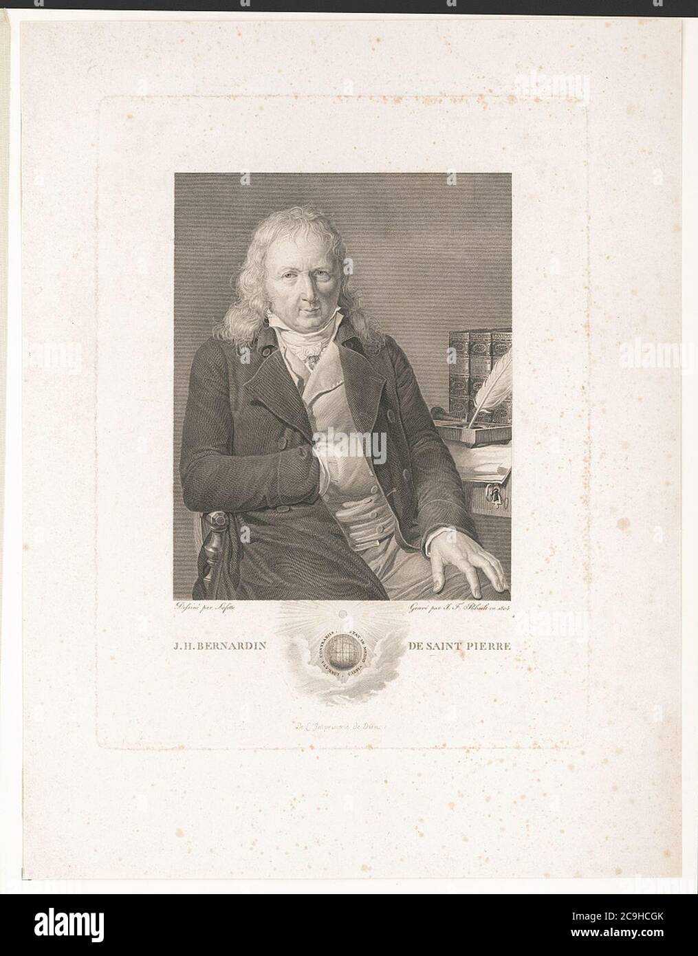 J. H. Bernardin de Saint Pierre - dessiné par Lafitte; gravé par J.F. Ribault en 1805. Stockfoto