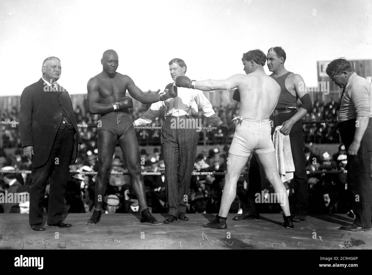 Jack Johnson & Jim Flynn, 1912. Stockfoto