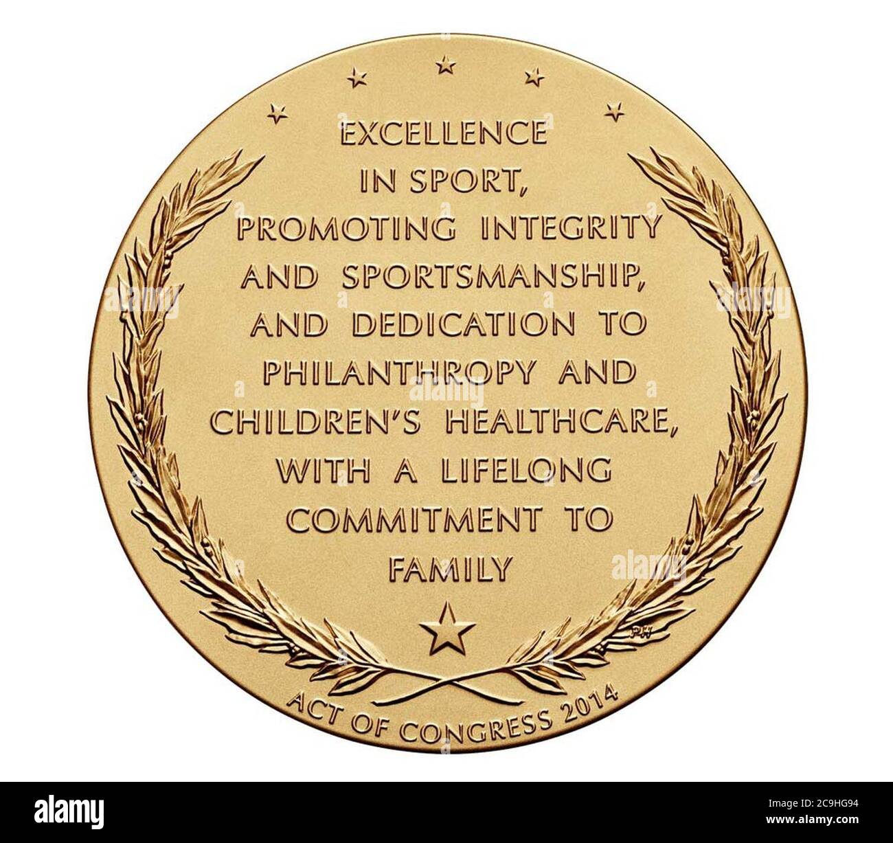 Jack Nicklaus Congressional Gold Medal (Rückseite). Stockfoto