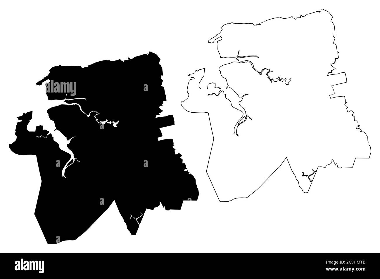 Sao Luis City (Föderative Republik Brasilien, Maranhao State) Karte Vektor Illustration, scribble Skizze Stadt Sao Luis Karte Stock Vektor