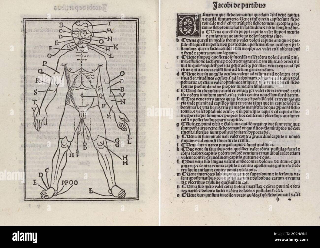 Jacobus de partibus Summula Diagramm und erklärenden Text. Stockfoto