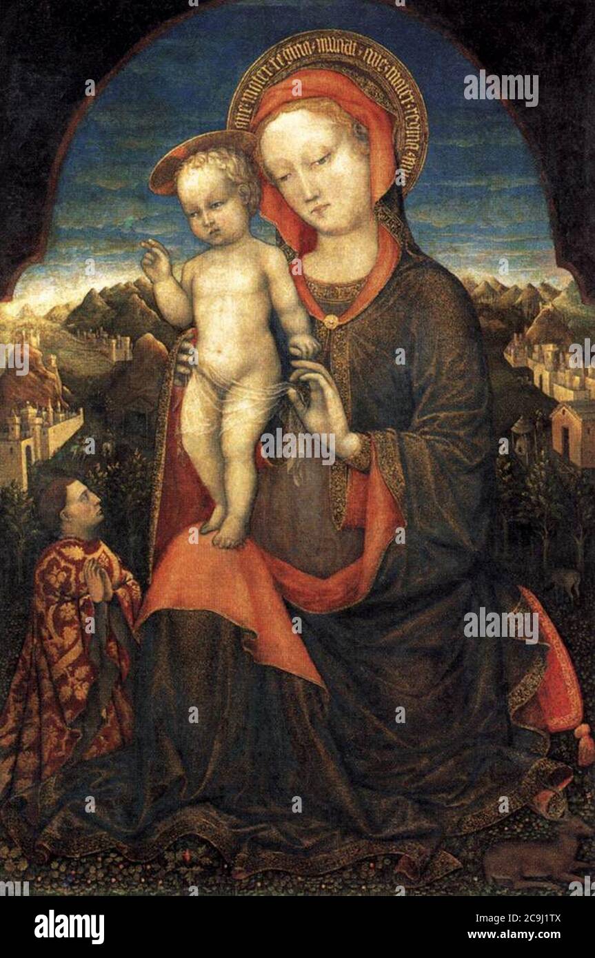 Jacopo Bellini - Madonna mit Kind von Lionello d'Este verehrt Stockfoto