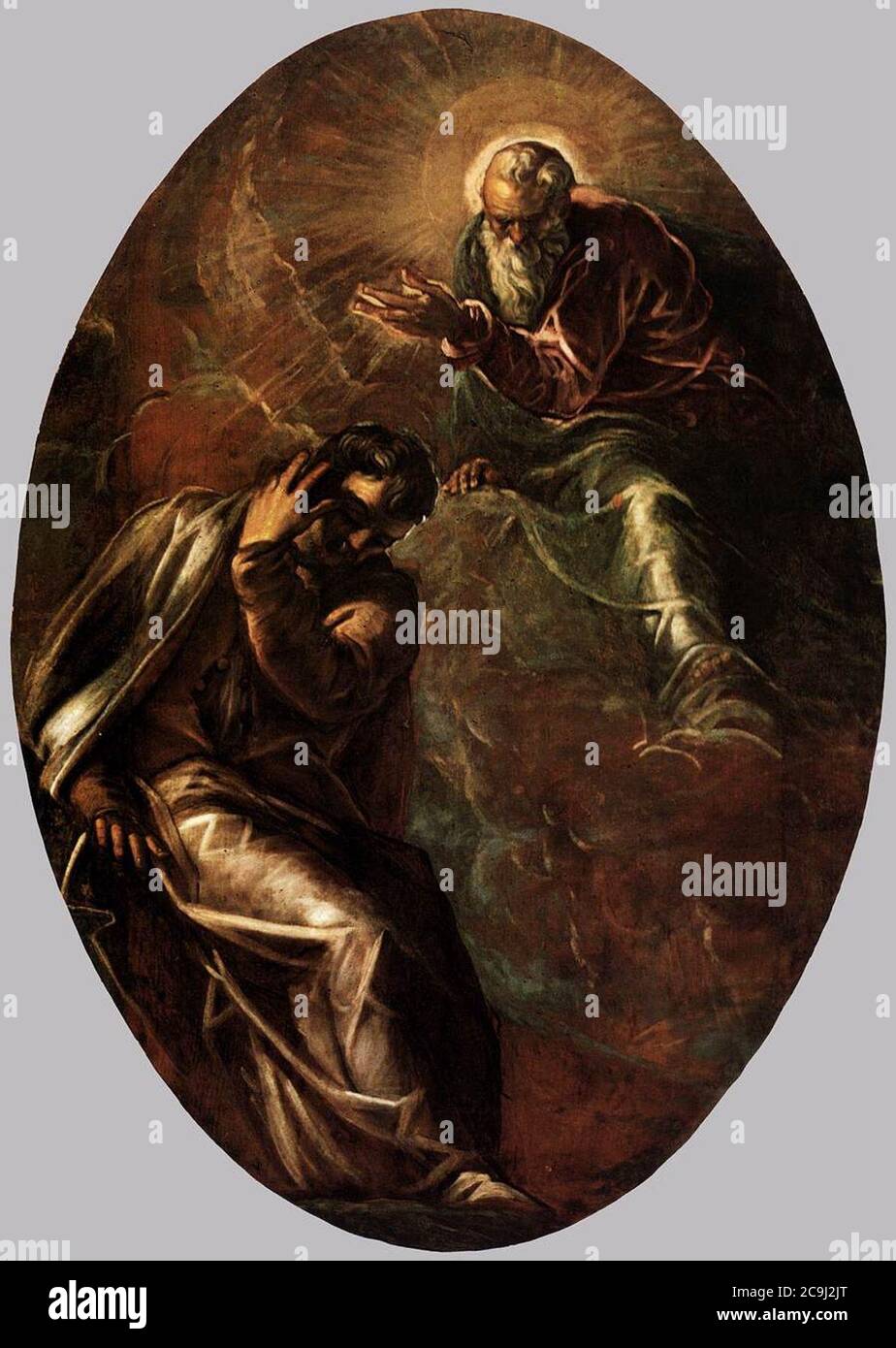 Jacopo Tintoretto - der Ewige Vater erscheint Moses Stockfoto