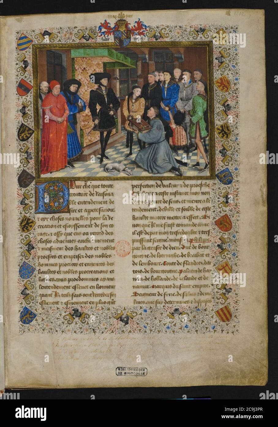 Jacques de Guise, Chroniques de Hennegau, Frontispiz, KBR 9242. Stockfoto