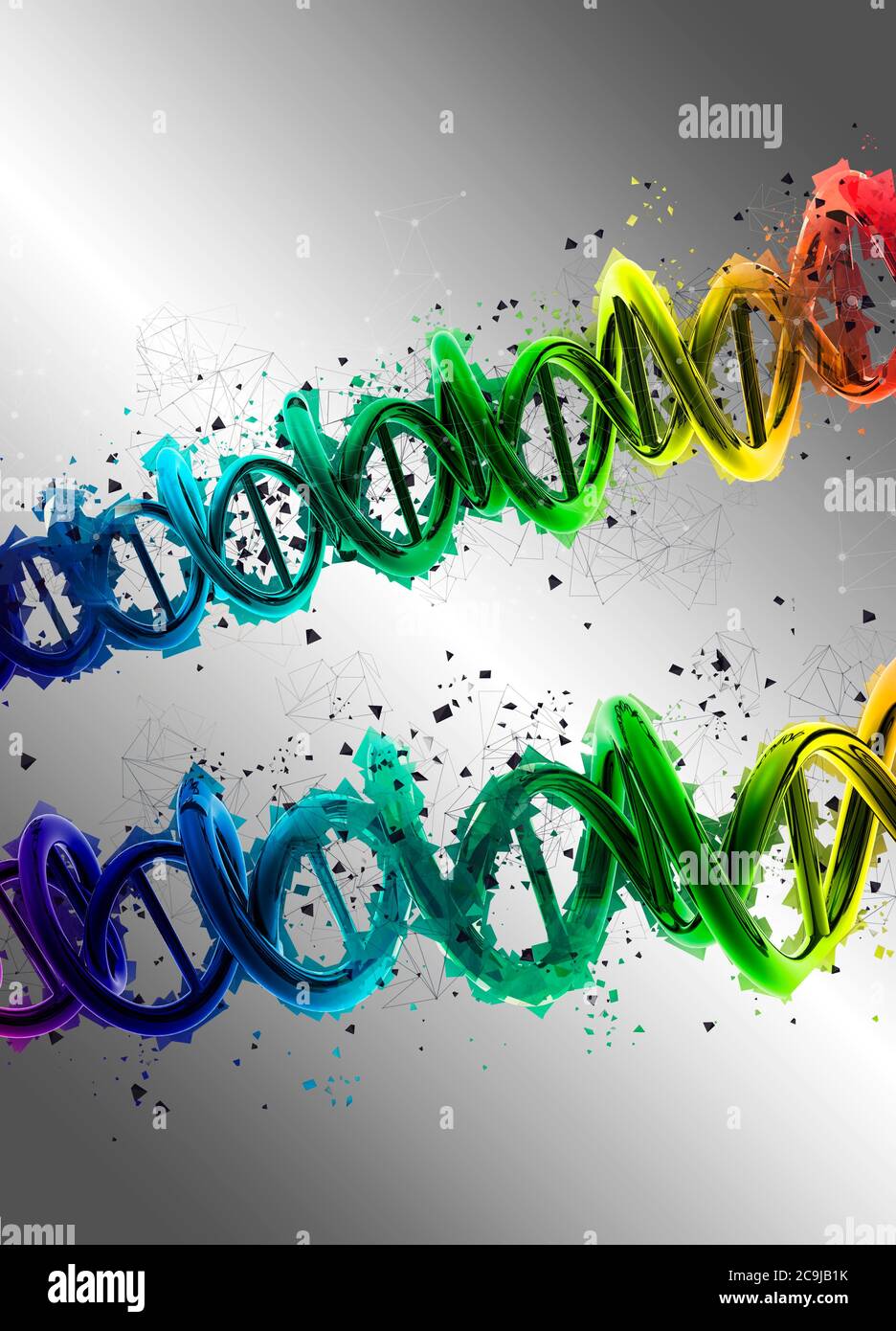 Mehrfarbige dna-Stränge (Desoxyribonukleinsäure), Illustration. Stockfoto