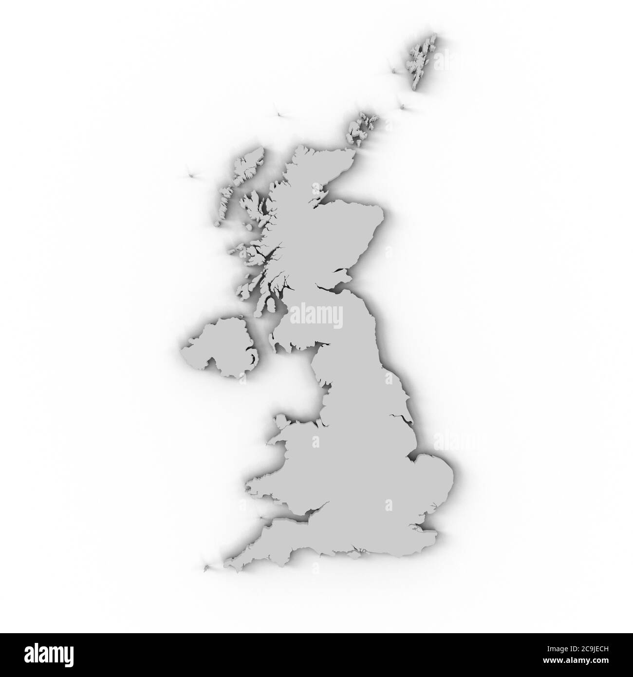 Computerdarstellung einer Karte des Vereinigten Königreichs. Stockfoto