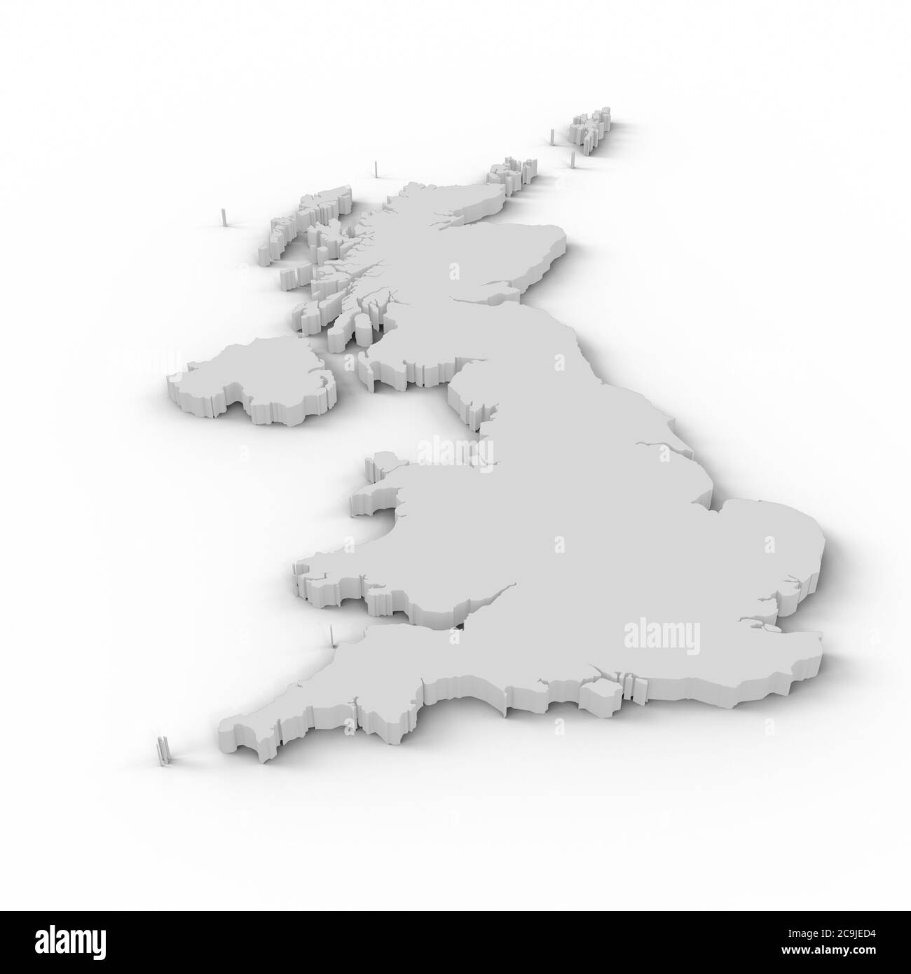 Computerdarstellung einer Karte des Vereinigten Königreichs. Stockfoto